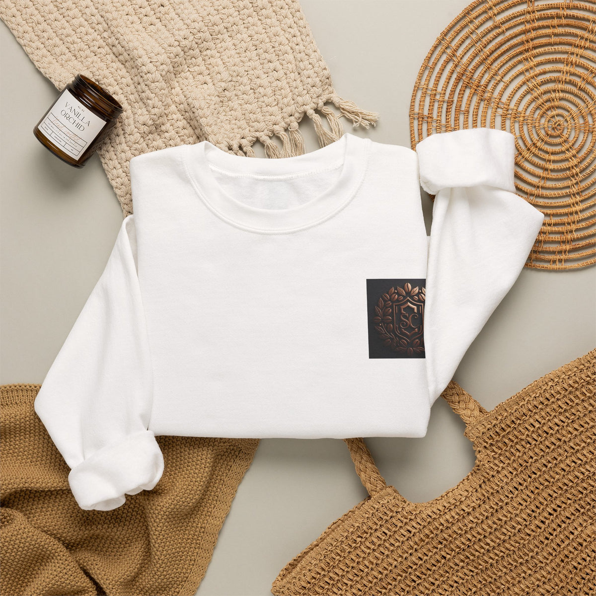 Crewneck Sweatshirt — 'The Art of Blending' Bronze Emblem Back Print