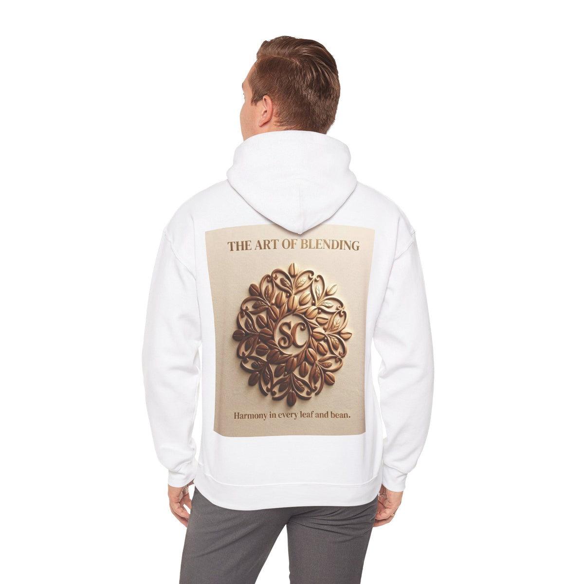 Art of Blending Hoodie — 'Harmony in Every Leaf and Bean' Coffee Logo Pullover
