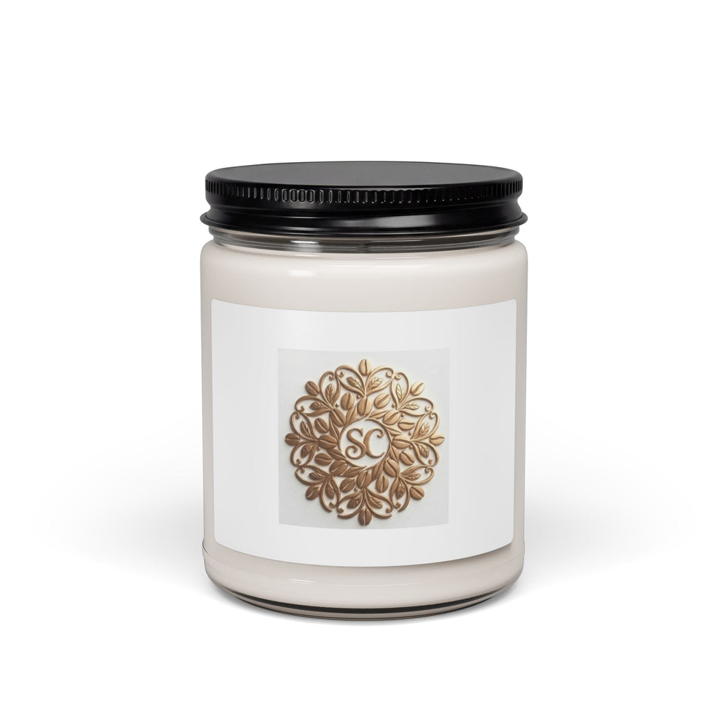 Soy Candle — Luxe Floral Monogram 9oz Scented Jar