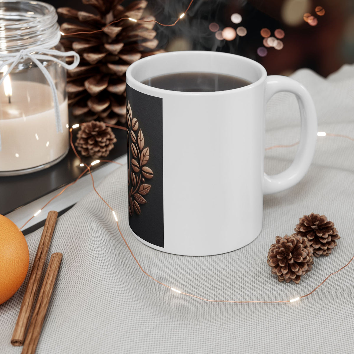 Ceramic Mug - Vintage Bronze Laurel Crest Initials (SC) Coffee Cup
