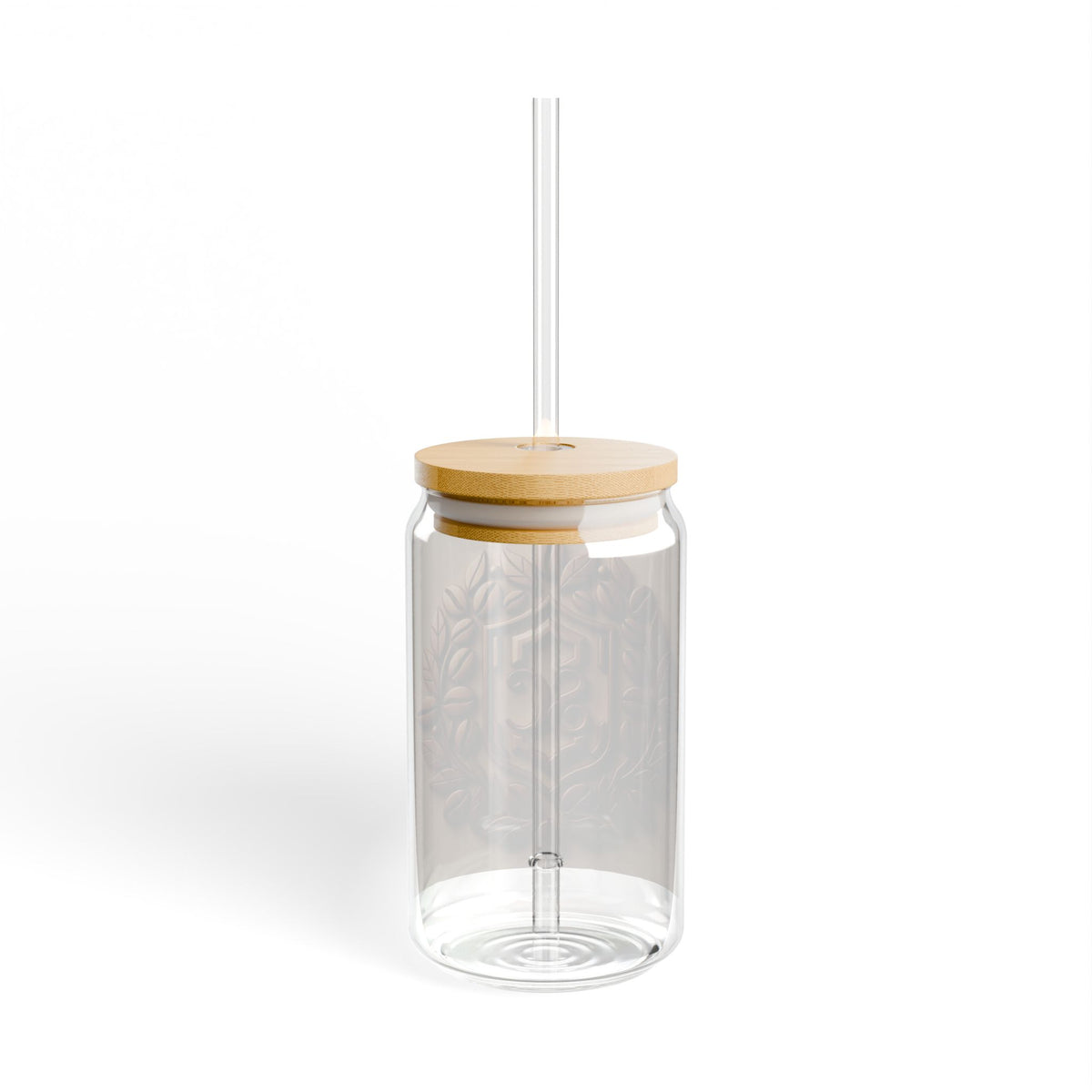 Monogrammed Crest Sipper Glass — 16oz Personalized Emblem Drink Jar