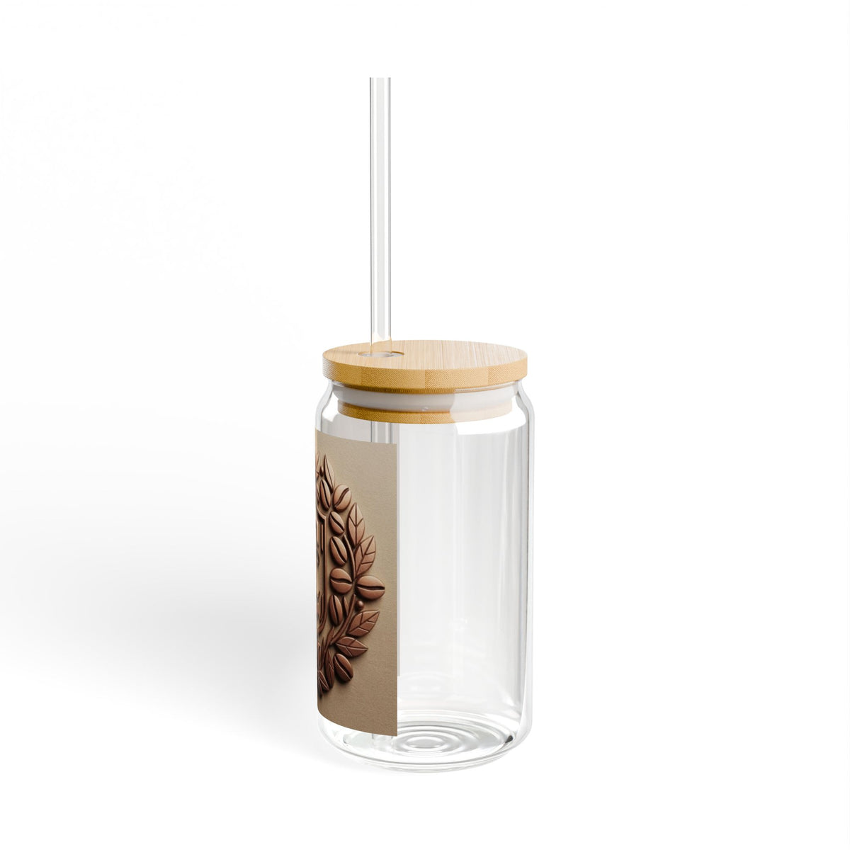 Monogrammed Crest Sipper Glass — 16oz Personalized Emblem Drink Jar