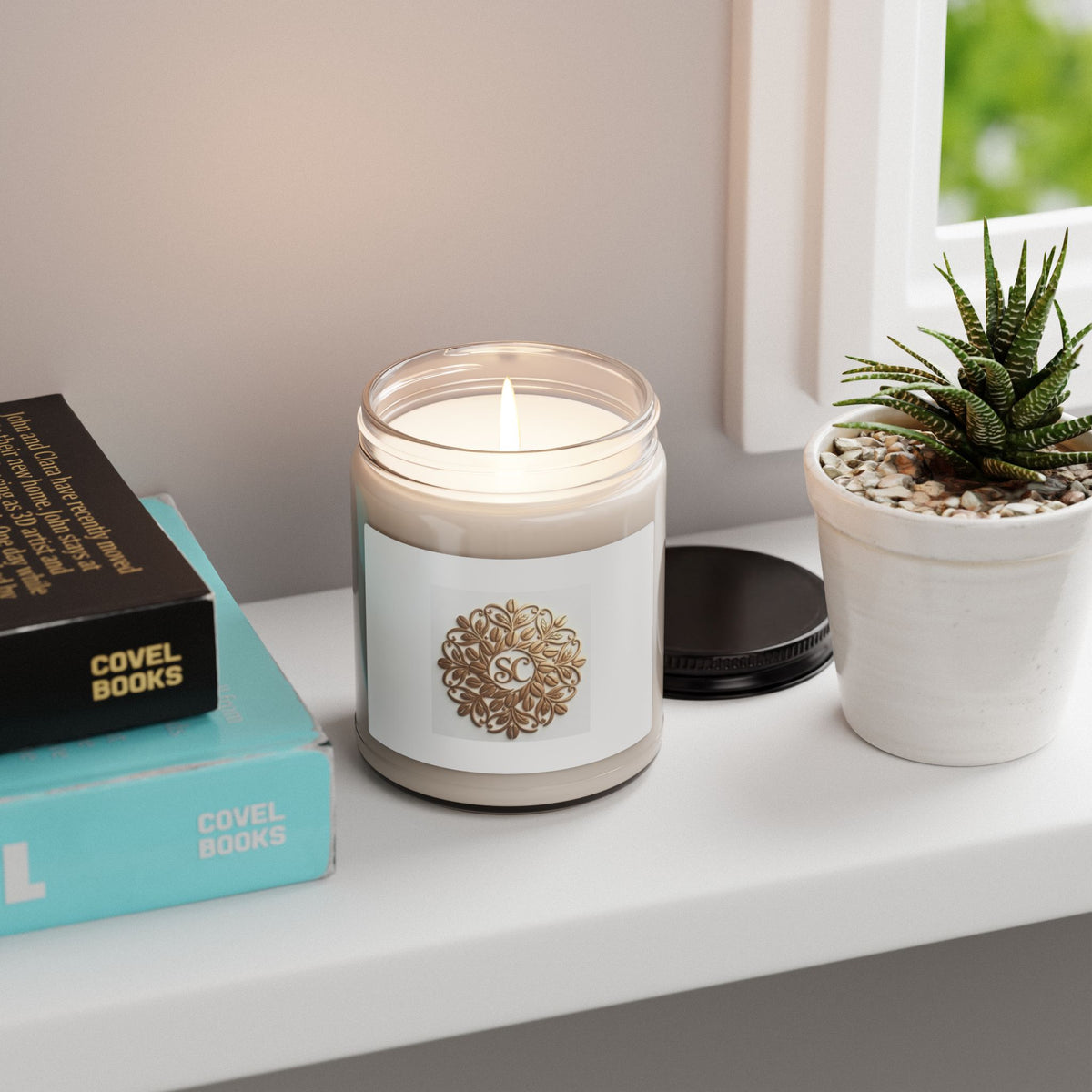 Soy Candle — Luxe Floral Monogram 9oz Scented Jar