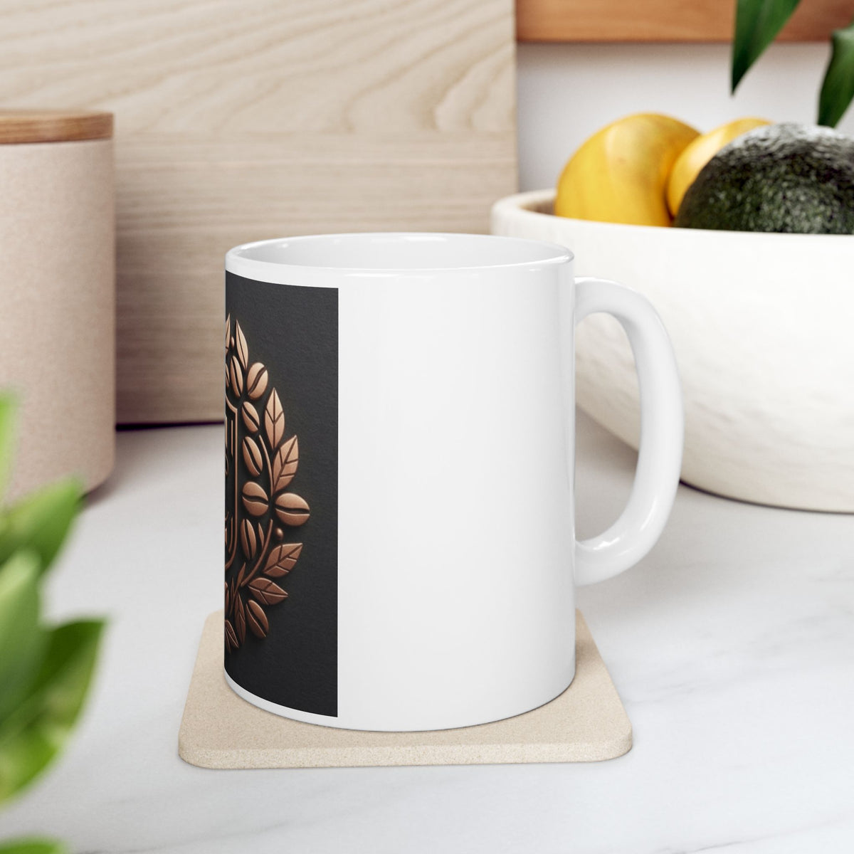 Ceramic Mug - Vintage Bronze Laurel Crest Initials (SC) Coffee Cup