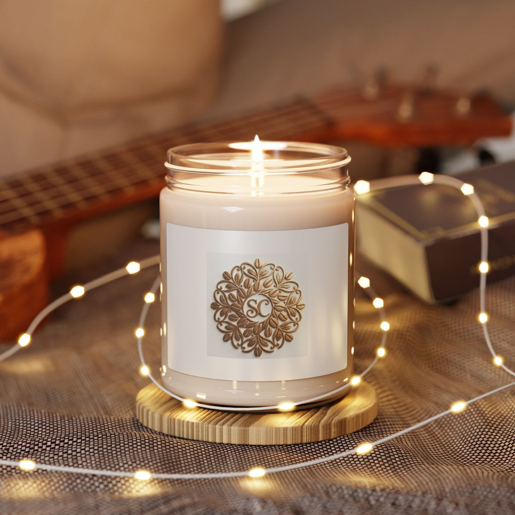 Soy Candle — Luxe Floral Monogram 9oz Scented Jar