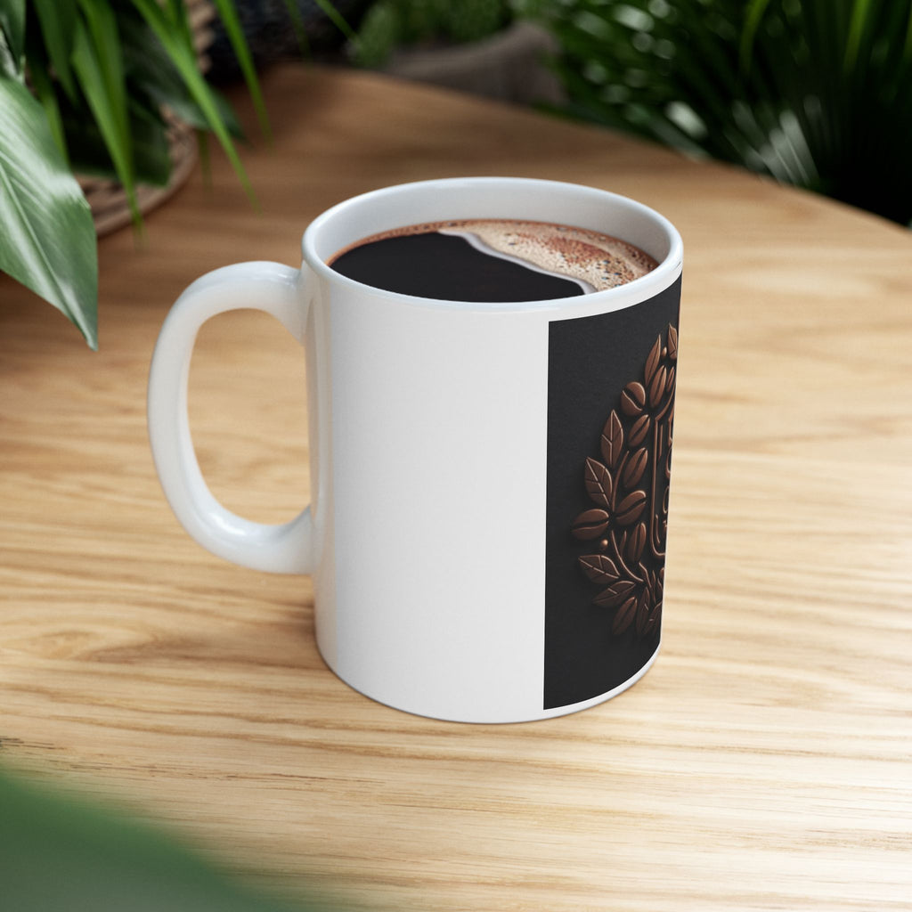 Ceramic Mug - Vintage Bronze Laurel Crest Initials (SC) Coffee Cup