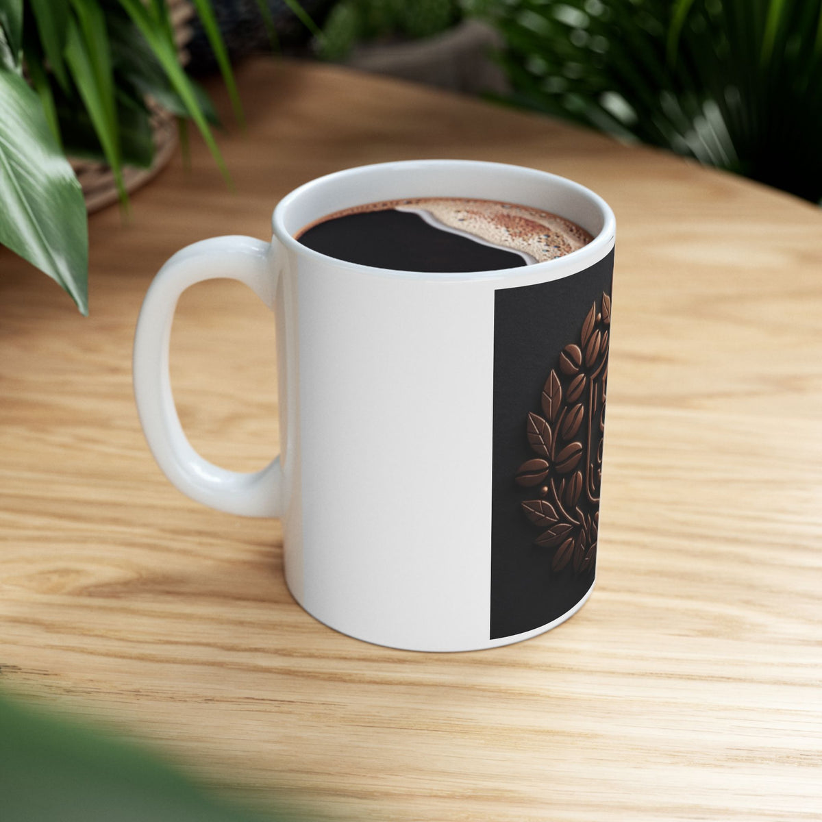 Ceramic Mug - Vintage Bronze Laurel Crest Initials (SC) Coffee Cup