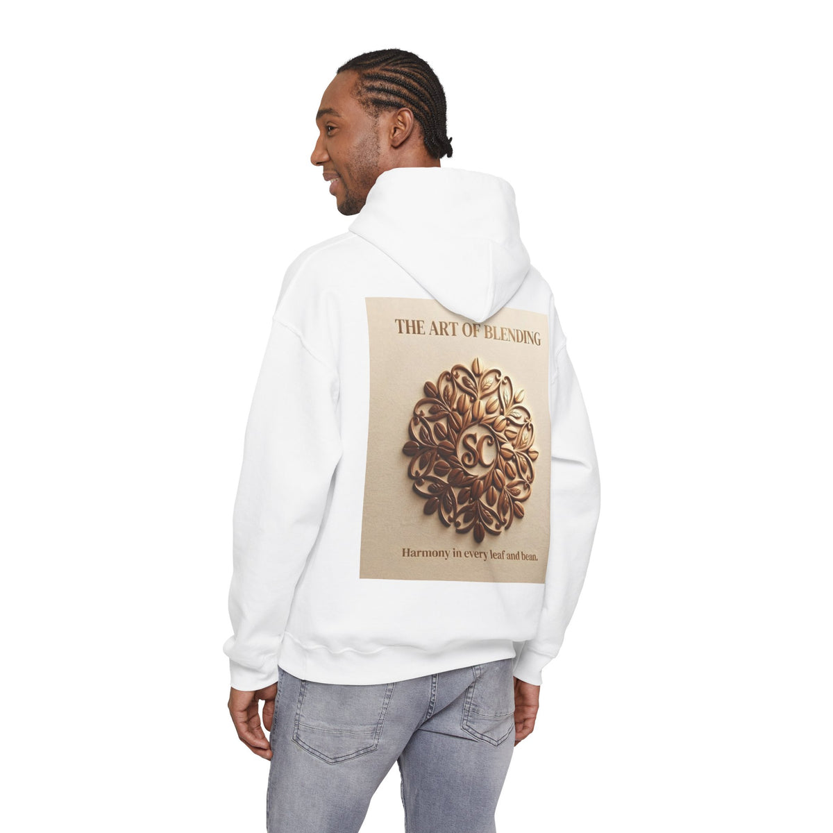 Art of Blending Hoodie — 'Harmony in Every Leaf and Bean' Coffee Logo Pullover