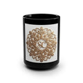 15oz Black Mug — Elegant Gold Floral Monogram "SC"