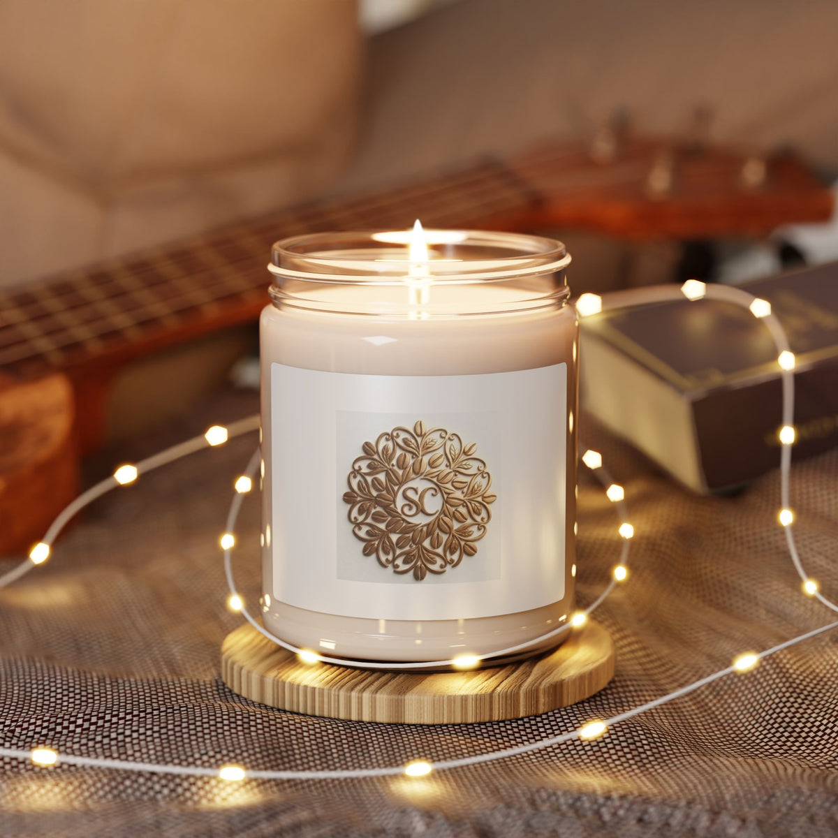 Soy Candle — Luxe Floral Monogram 9oz Scented Jar