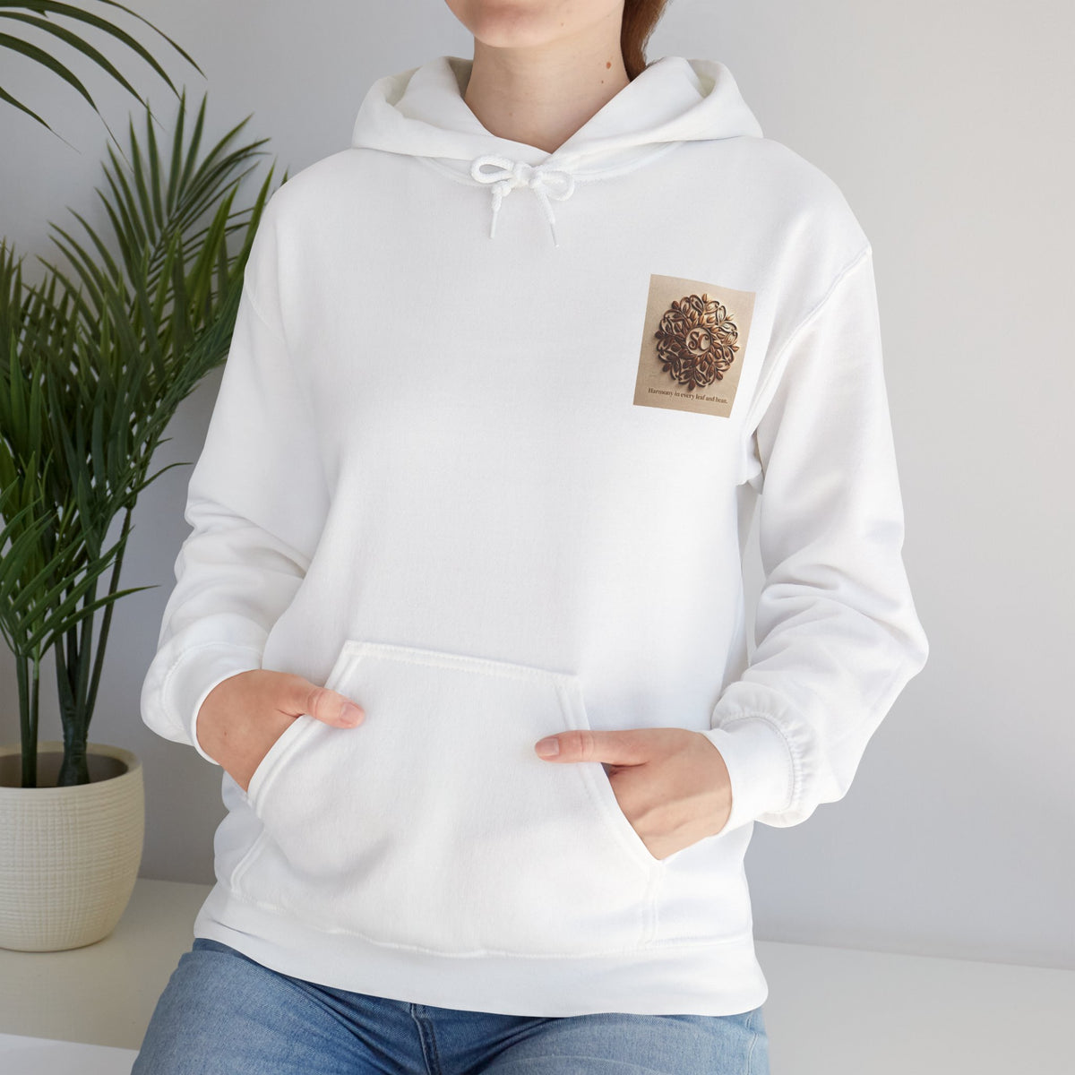 Art of Blending Hoodie — 'Harmony in Every Leaf and Bean' Coffee Logo Pullover
