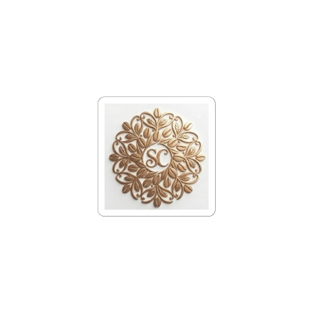 Gold Floral Monogram Sticker — Elegant Kiss-Cut Laptop Decal (SC)